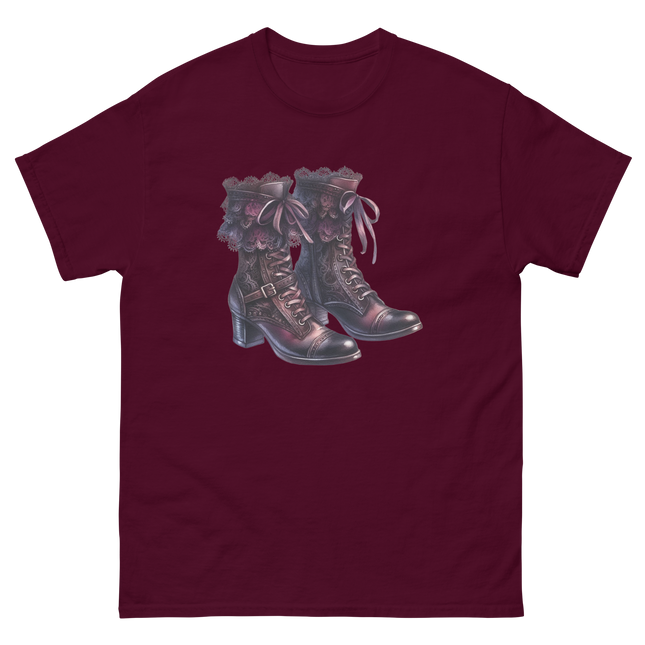Lace-Up Gothic Boots Illustration Tee Women Tees Style Junction – Custom Digital Designs & Apparel Maroon S