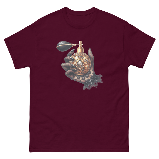 Black Lace Hand with Perfume Tee Women Tees Style Junction – Custom Digital Designs & Apparel Maroon S