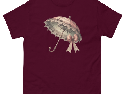 Victorian Lace Parasol Bow Tee Women Tees Style Junction – Custom Digital Designs & Apparel Maroon S