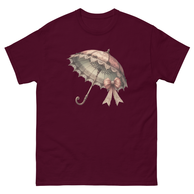 Victorian Lace Parasol Bow Tee Women Tees Style Junction – Custom Digital Designs & Apparel Maroon S
