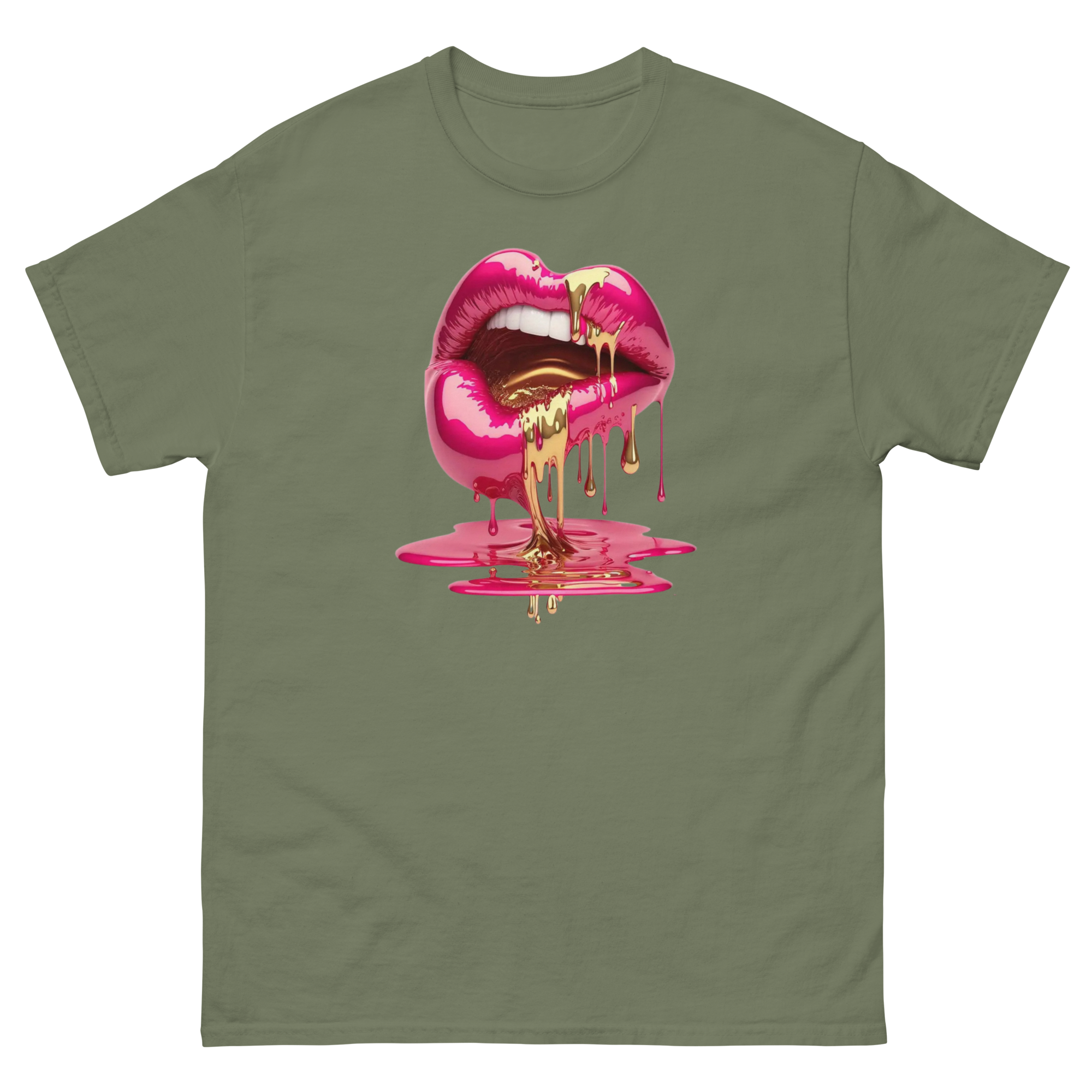 Dripping Lips Custom Design Unisex Classic T-shirt Physical T-Shirt Style-Junction