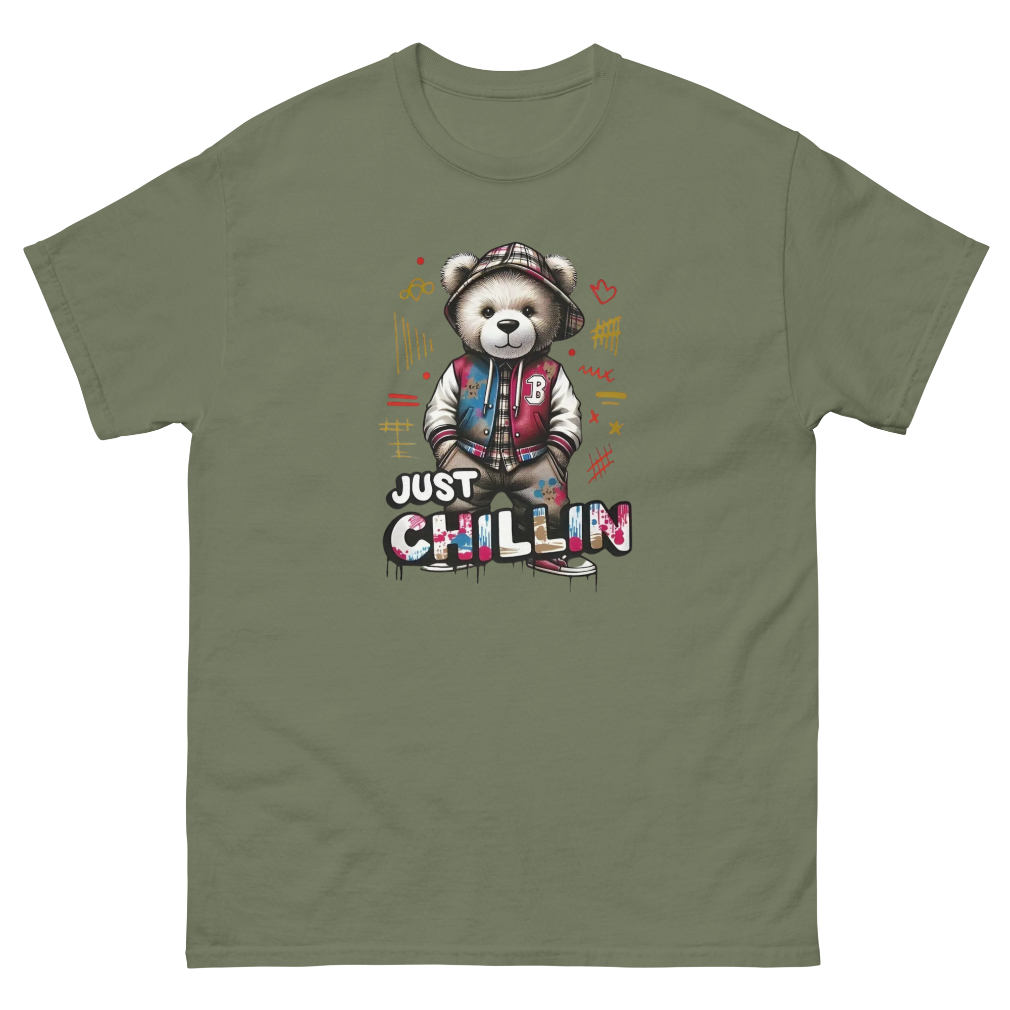 Just Chillin Bear Custom Design Unisex Classic T-shirt Physical T-Shirt Style-Junction