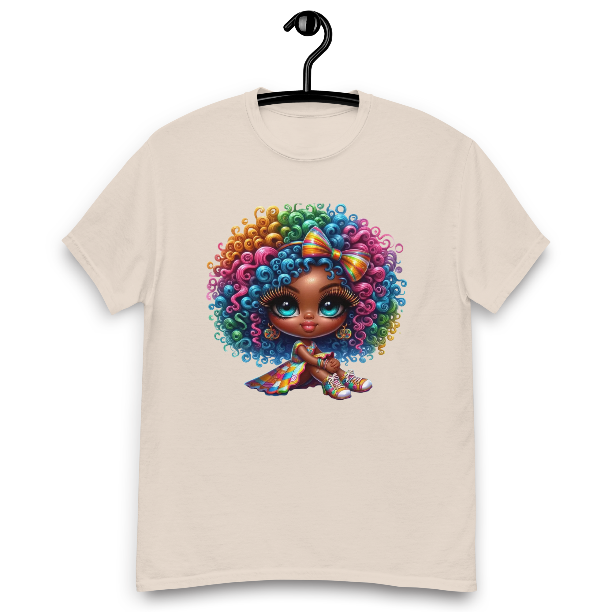 Rainbow Curls Doll Women's Tee - Comfortable 100% Cotton with a Stylish Fit Physical T-Shirt Style-Junction