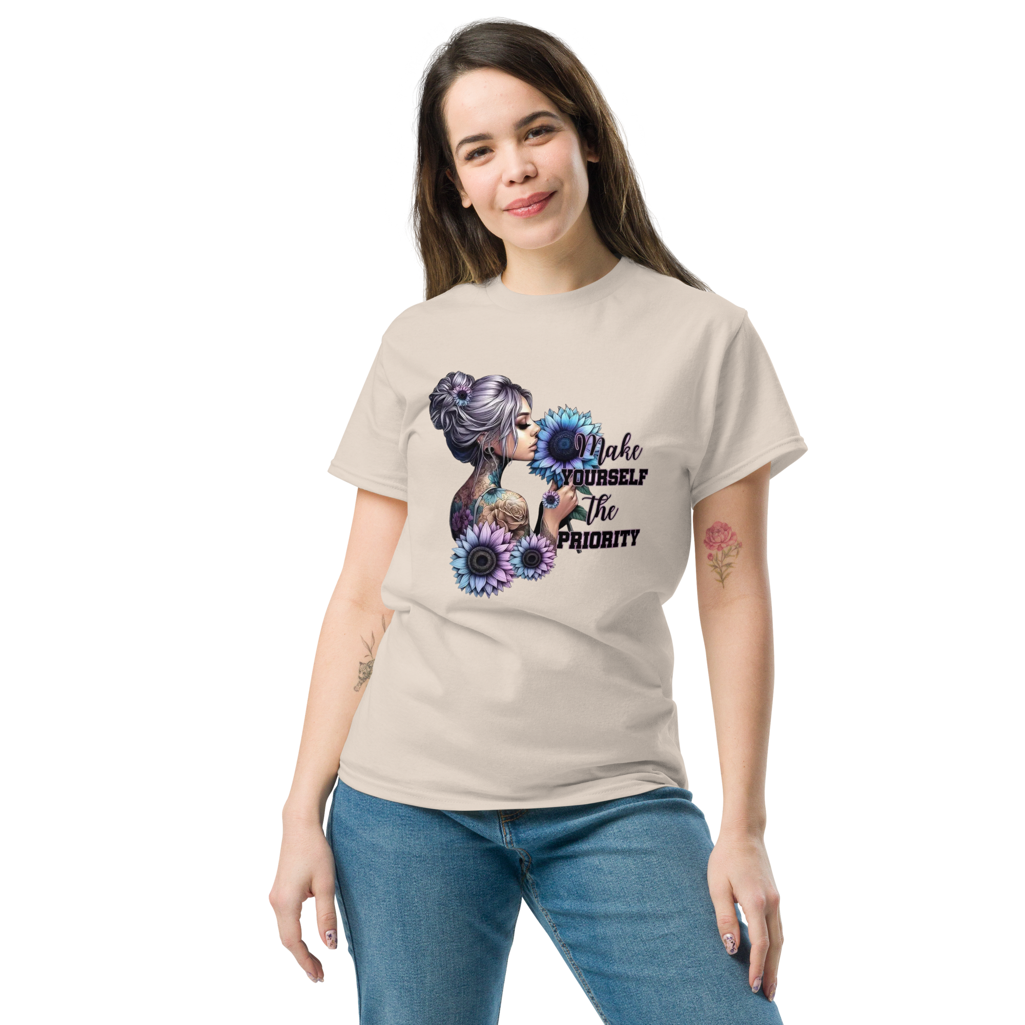 Trendy Women's Classic Tee - 'Make Yourself The Priority' Statement Design Physical T-Shirt Style-Junction