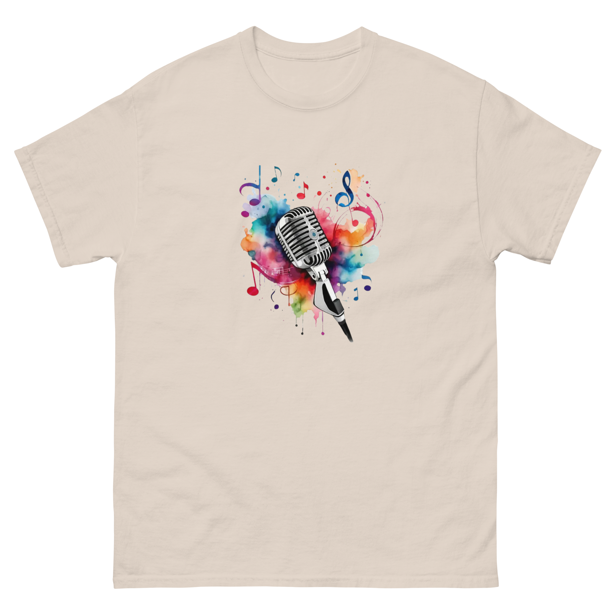 Vibrant Musical Microphone Art Unisex Cclassic Tee Physical T-Shirt Style-Junction