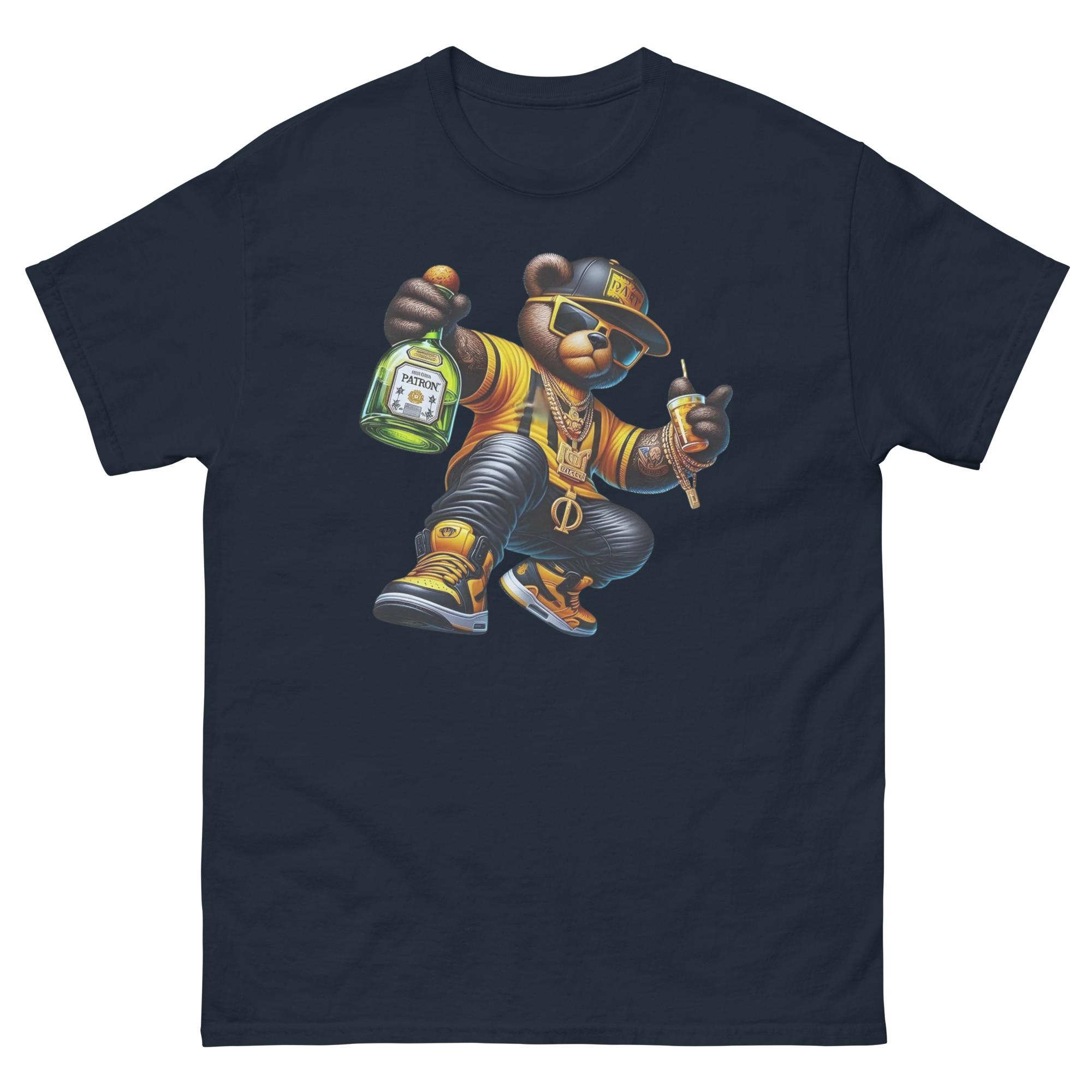 The Patron Bear Boss Custom Design Unisex Classic T-shirt Physical T-Shirt Style-Junction Navy S 