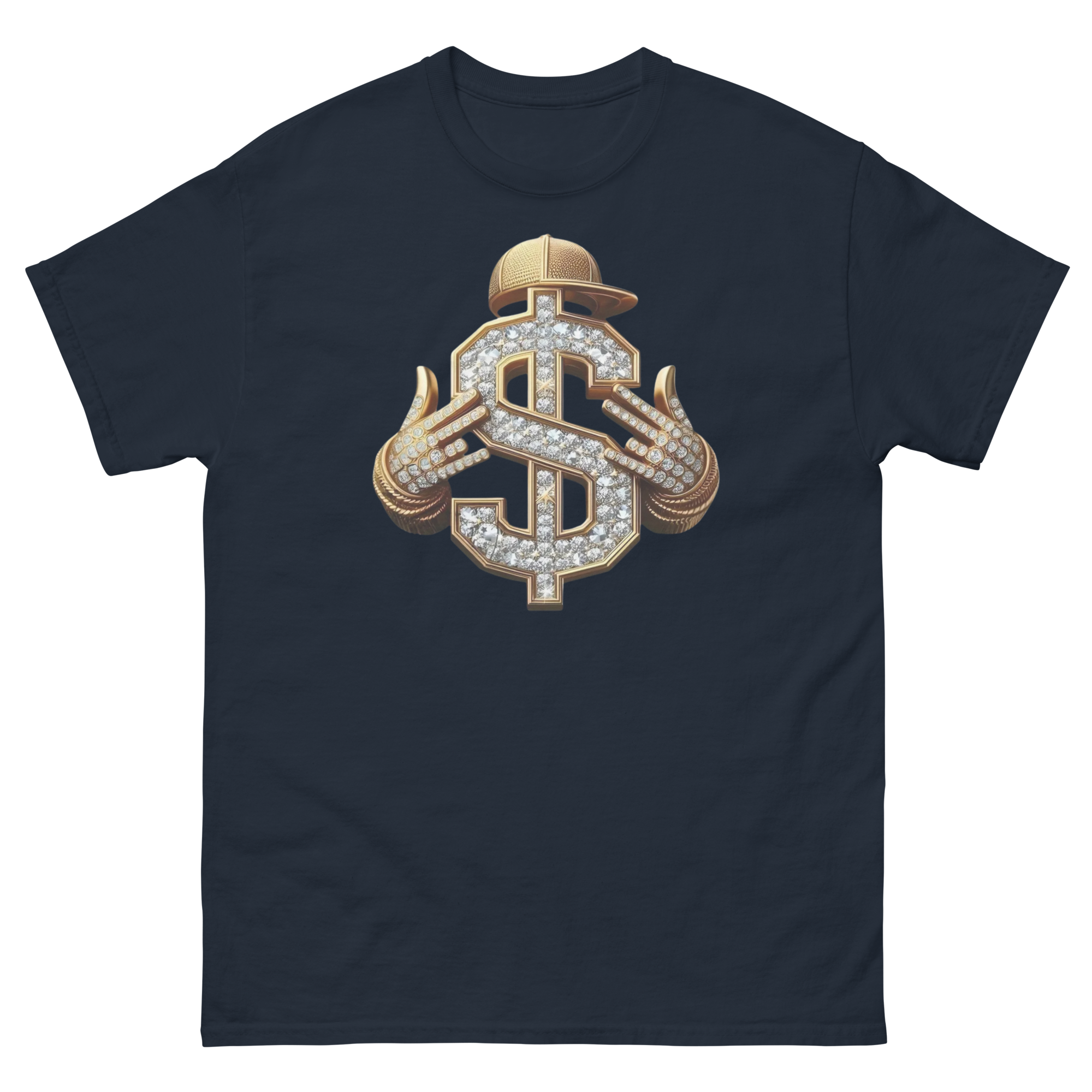 Diamond Dollar Swag Custom Design Unisex Classic T-shirt Physical T-Shirt Style-Junction Navy S 