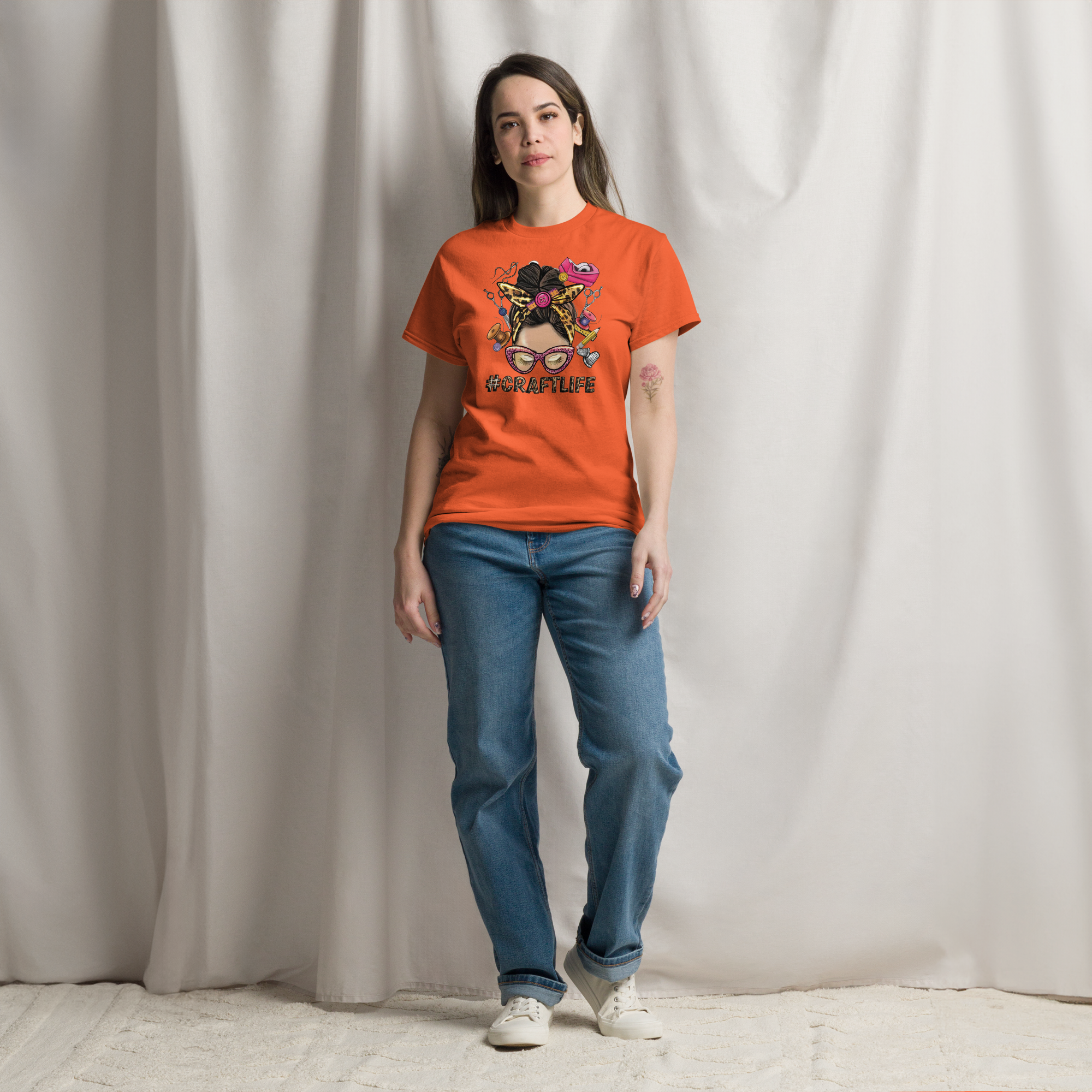 Craft Life Womens Custom T-shirt Physical T-Shirt Style-Junction Orange S 