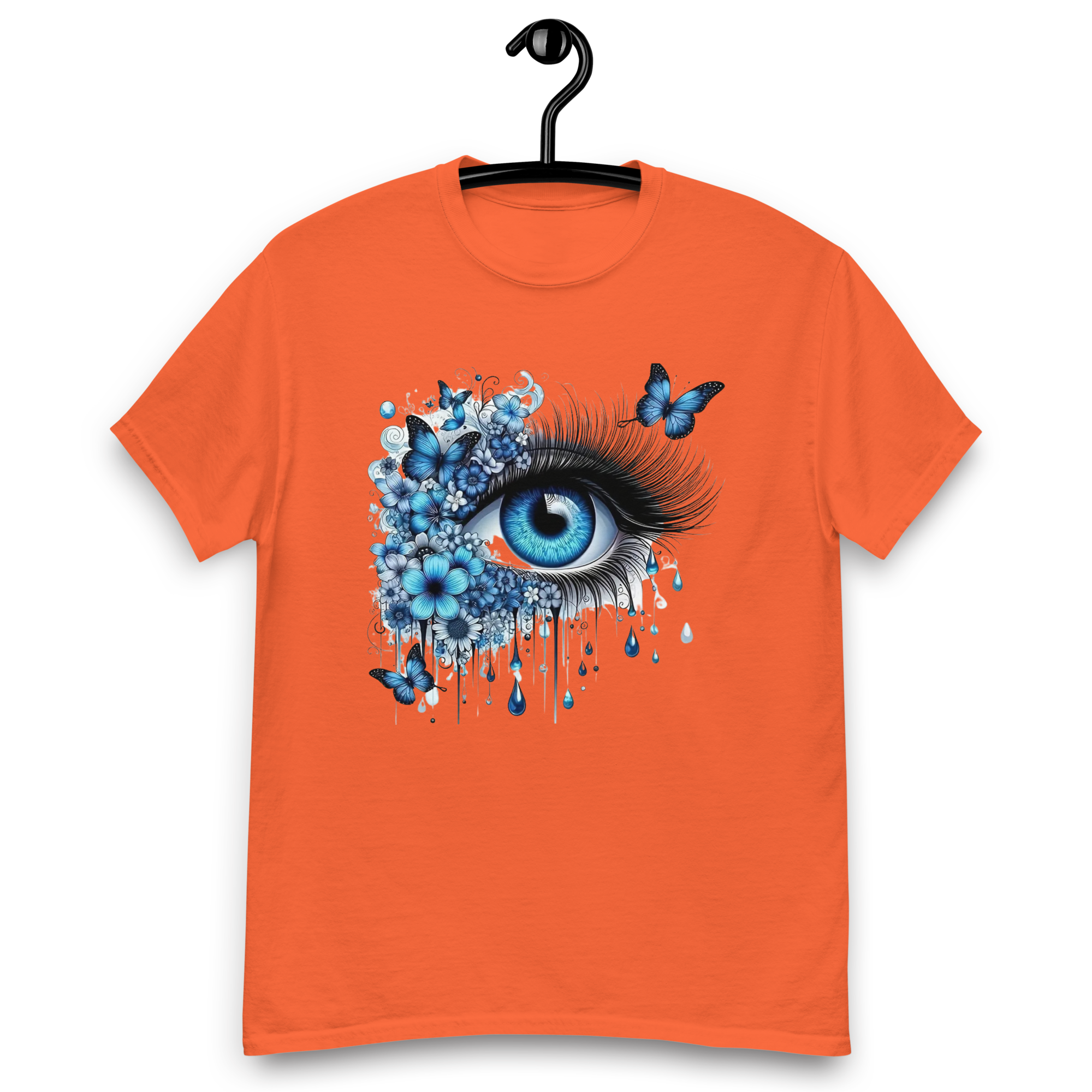 Tears of Blue Elegance Unisex Classic Tee - 100% Cotton with Double-Seam Durability Physical T-Shirt Style-Junction Orange S