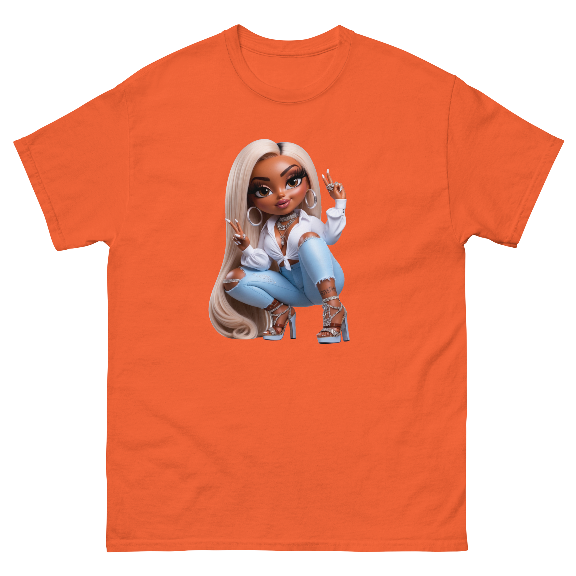 Glam Peace Queen Custom Women's Classic Tee - Perfect for Layering Physical T-Shirt Style-Junction Orange S