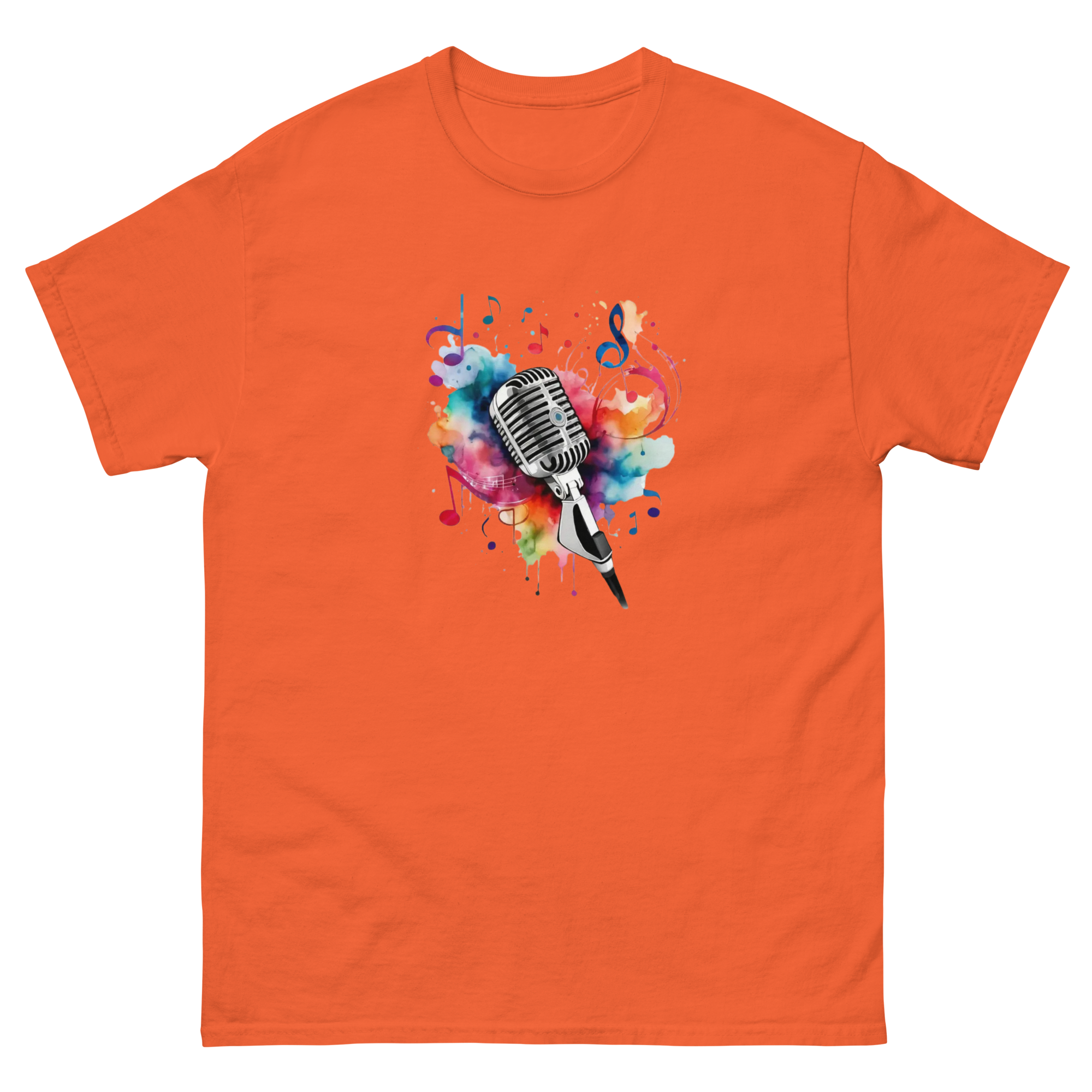 Vibrant Musical Microphone Art Unisex Cclassic Tee Physical T-Shirt Style-Junction Orange S