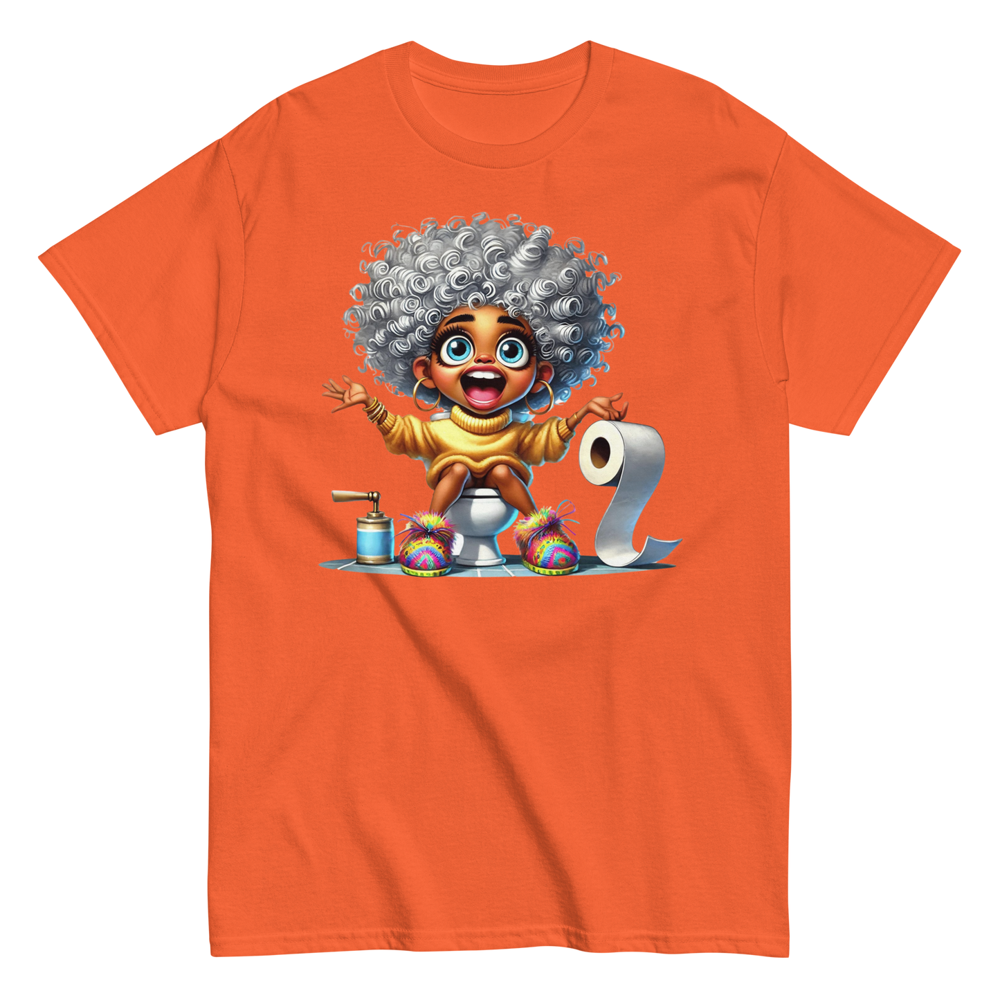 Toilet Time Joy Women's Classic Tee Physical T-Shirt Style-Junction Custom Designs & Prints Orange S