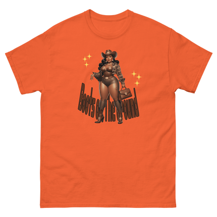 Boots on the Ground Curvy Cowgirl #3 Tee – Western Graphic Shirt Women Tees Style Junction – Custom Digital Designs & Apparel Orange S