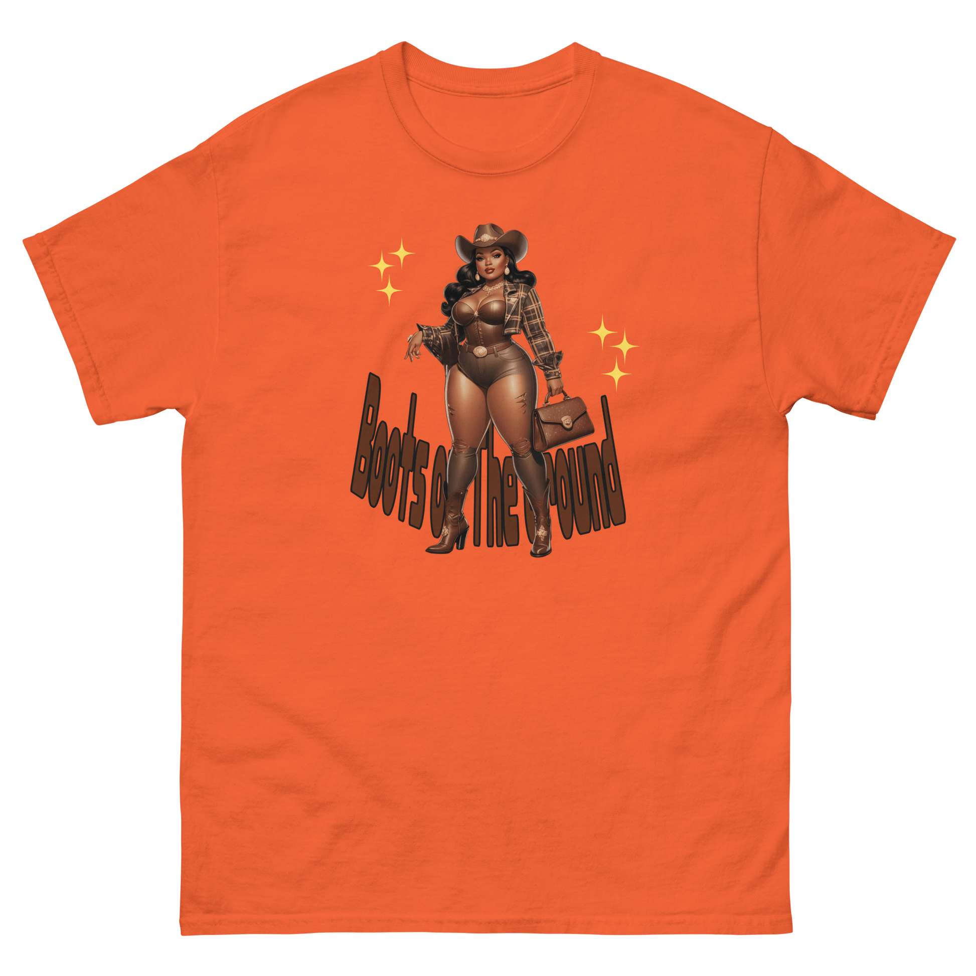 Boots on the Ground Curvy Cowgirl #3 Tee – Western Graphic Shirt Women Tees Style Junction – Custom Digital Designs & Apparel Orange S