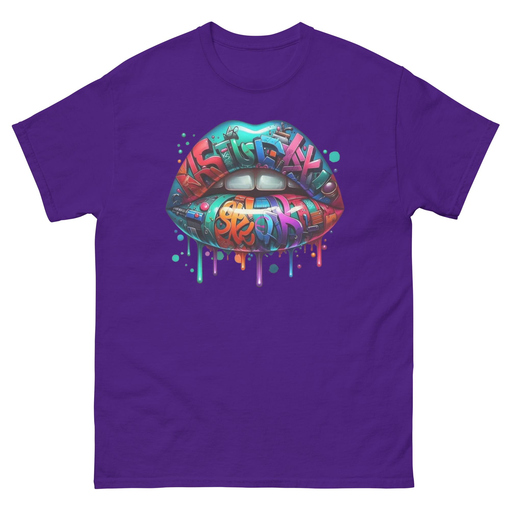 Colorful Graffiti Custom Designed Unisex Classic T-shirt Physical T-Shirt Style-Junction Purple S 