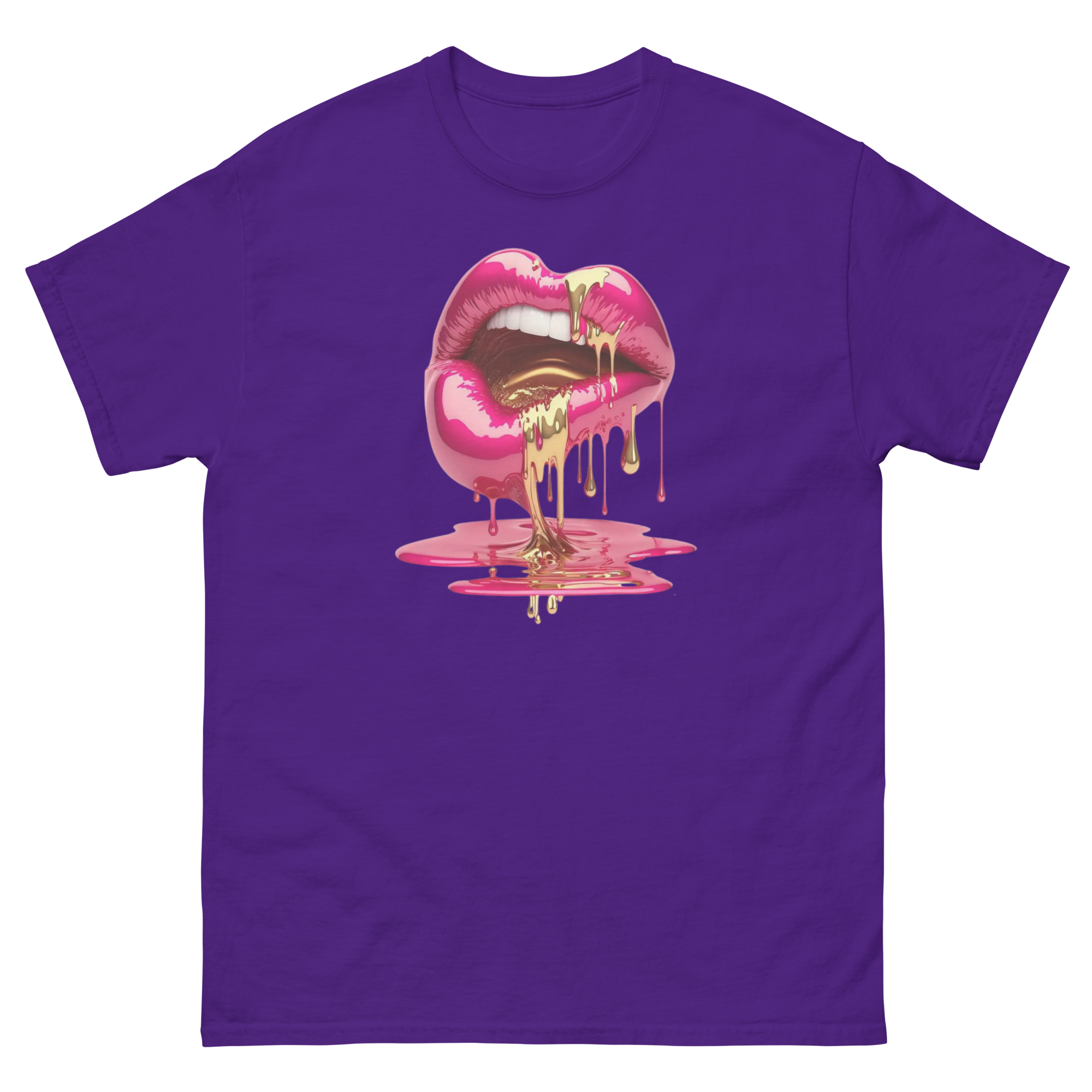 Dripping Lips Custom Design Unisex Classic T-shirt Physical T-Shirt Style-Junction Purple S 