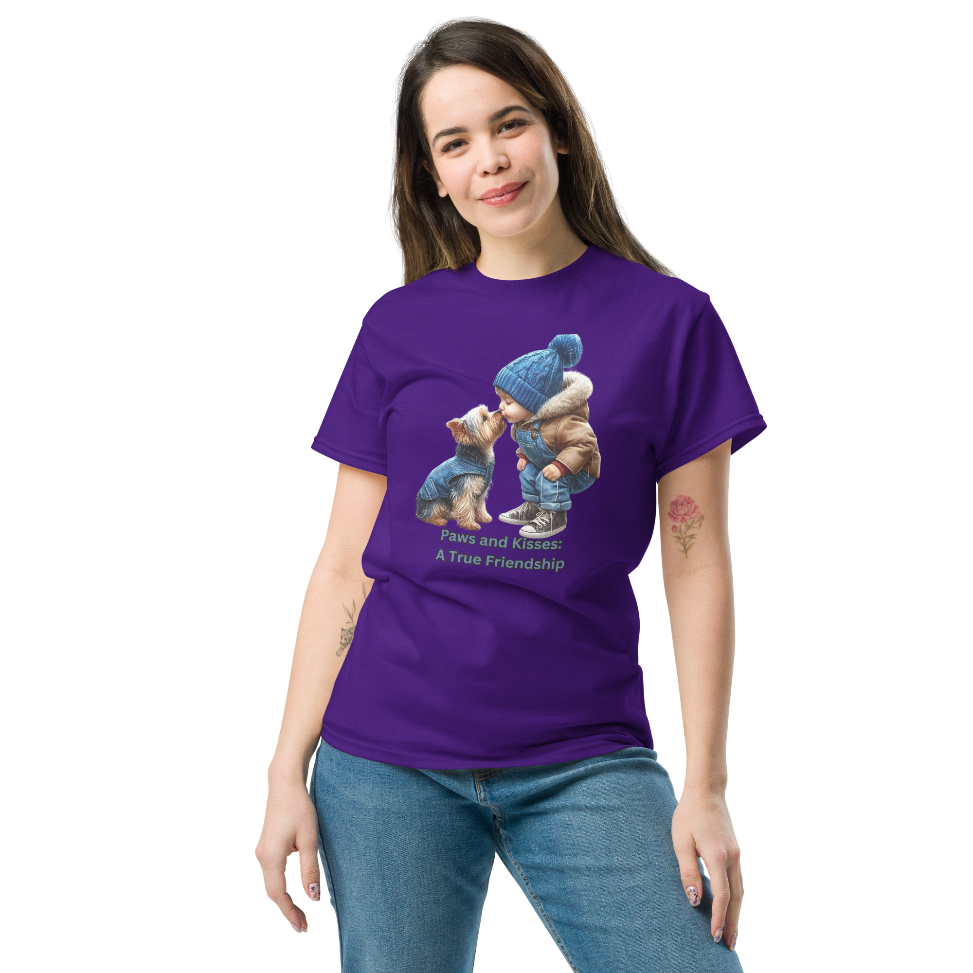 Paws and Kisses Unisex Custom Classic T-shirt Physical T-Shirt Style-Junction Purple S 