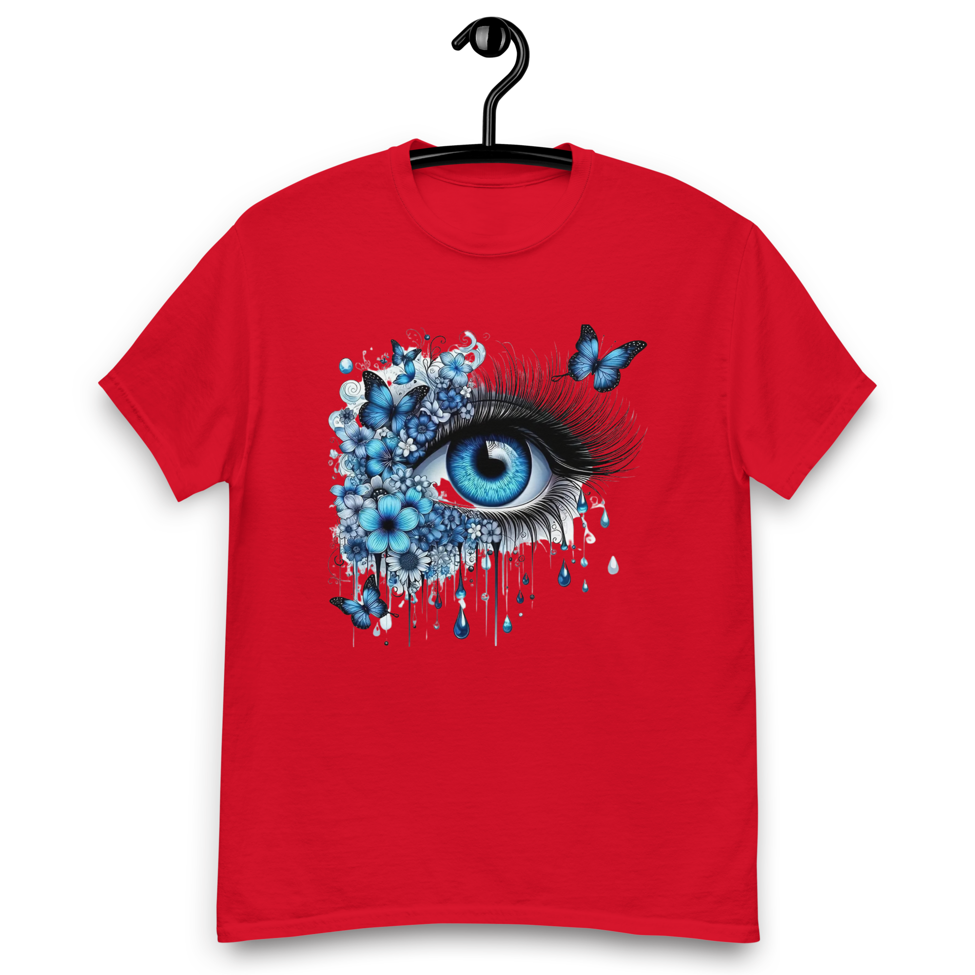 Tears of Blue Elegance Unisex Classic Tee - 100% Cotton with Double-Seam Durability Physical T-Shirt Style-Junction Red S