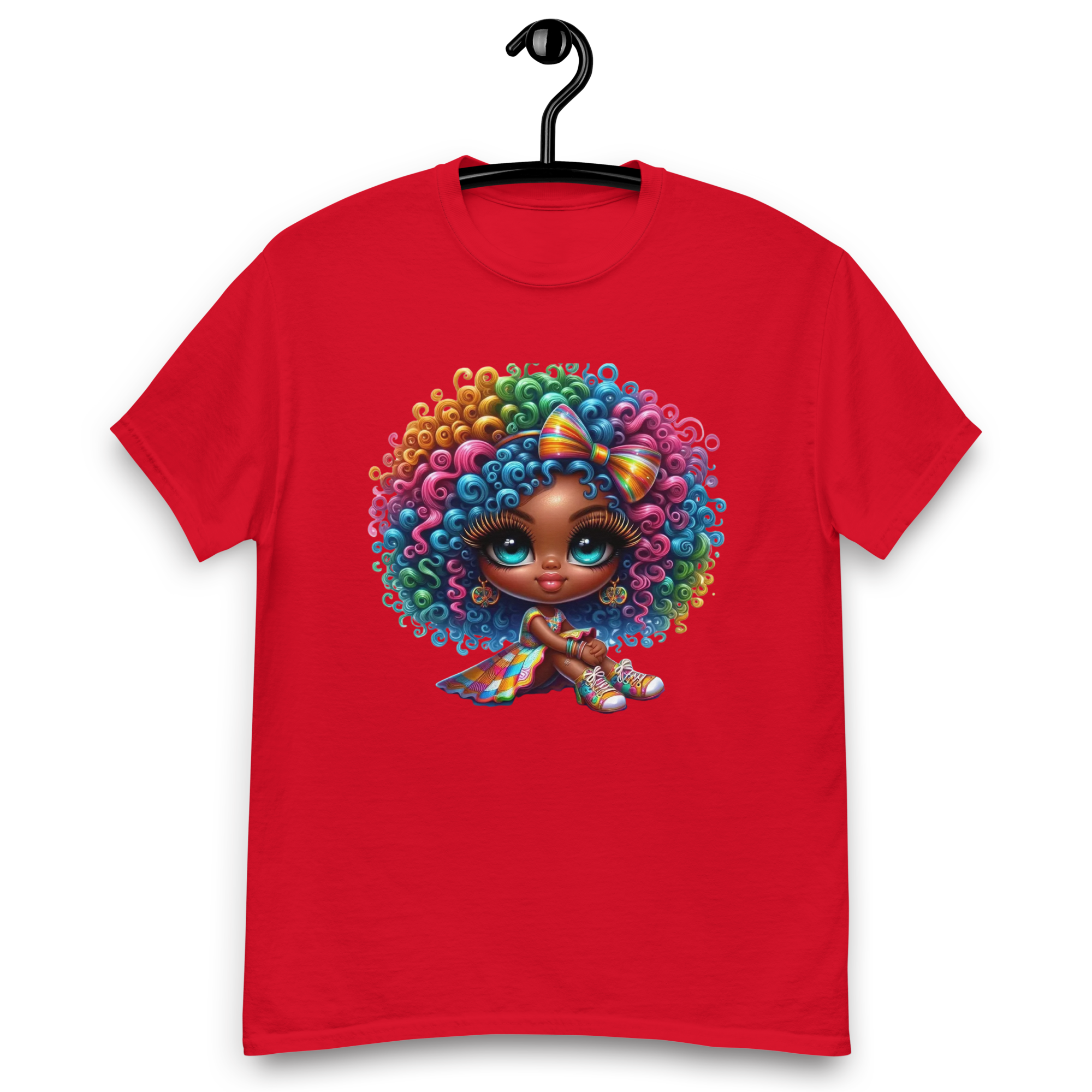 Rainbow Curls Doll Women's Tee - Comfortable 100% Cotton with a Stylish Fit Physical T-Shirt Style-Junction Red S