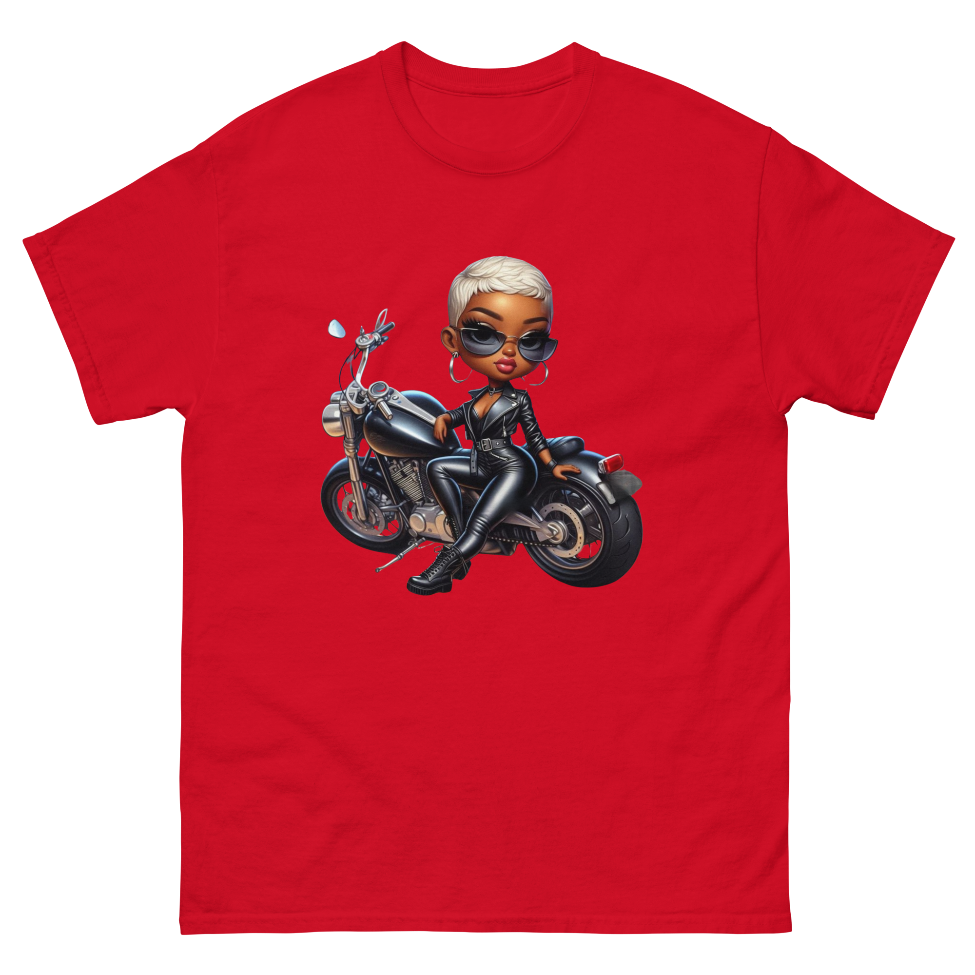 Biker Chic Diva Women's Custom Cotton Classic Tee Physical T-Shirt Style-Junction Red S