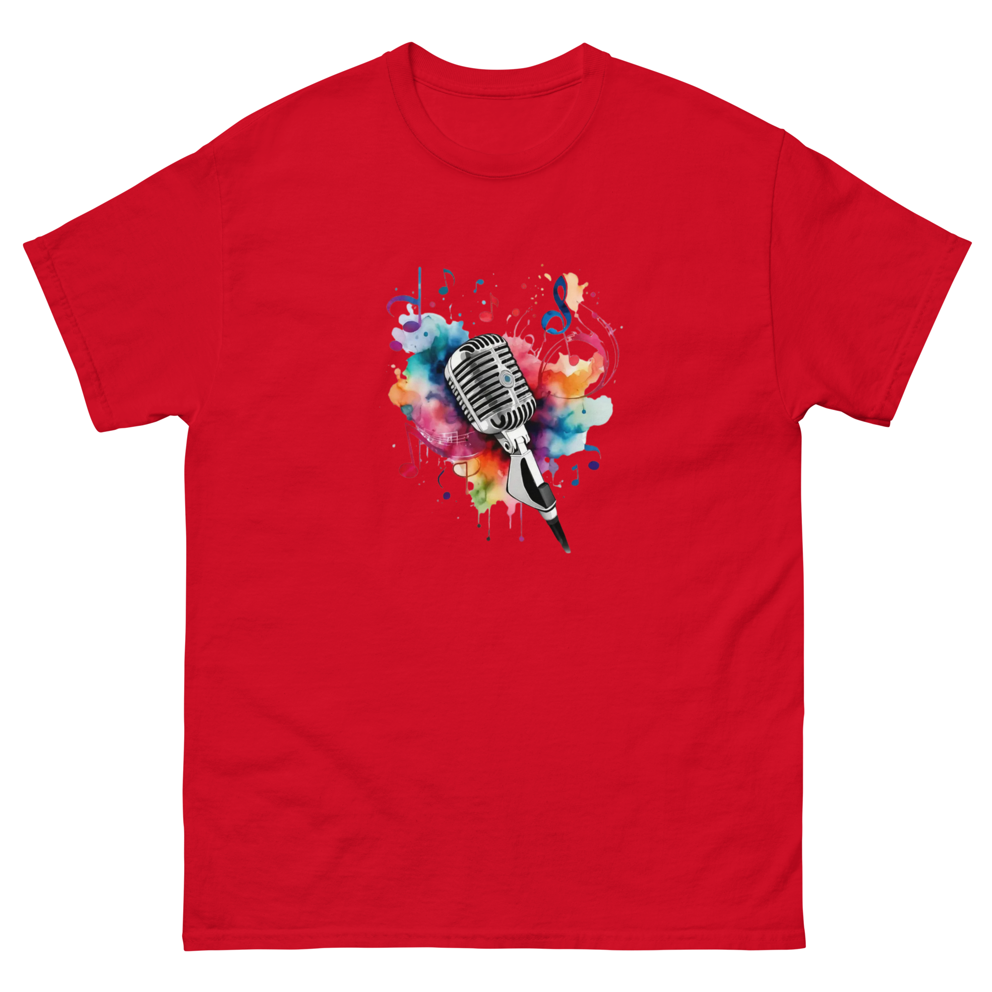 Vibrant Musical Microphone Art Unisex Cclassic Tee Physical T-Shirt Style-Junction Red S