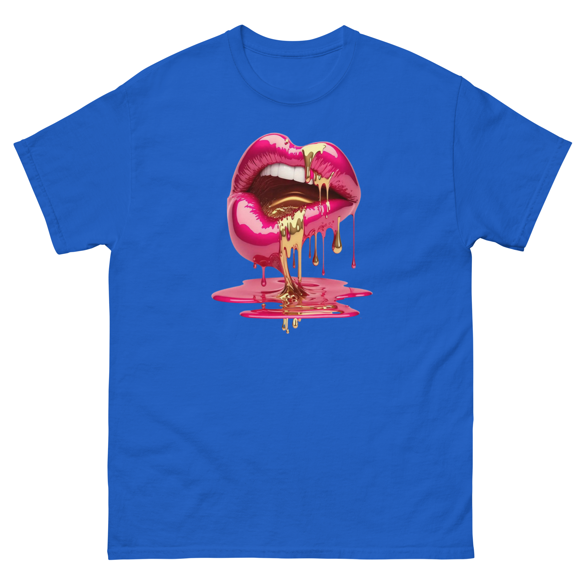 Dripping Lips Custom Design Unisex Classic T-shirt Physical T-Shirt Style-Junction Royal S 