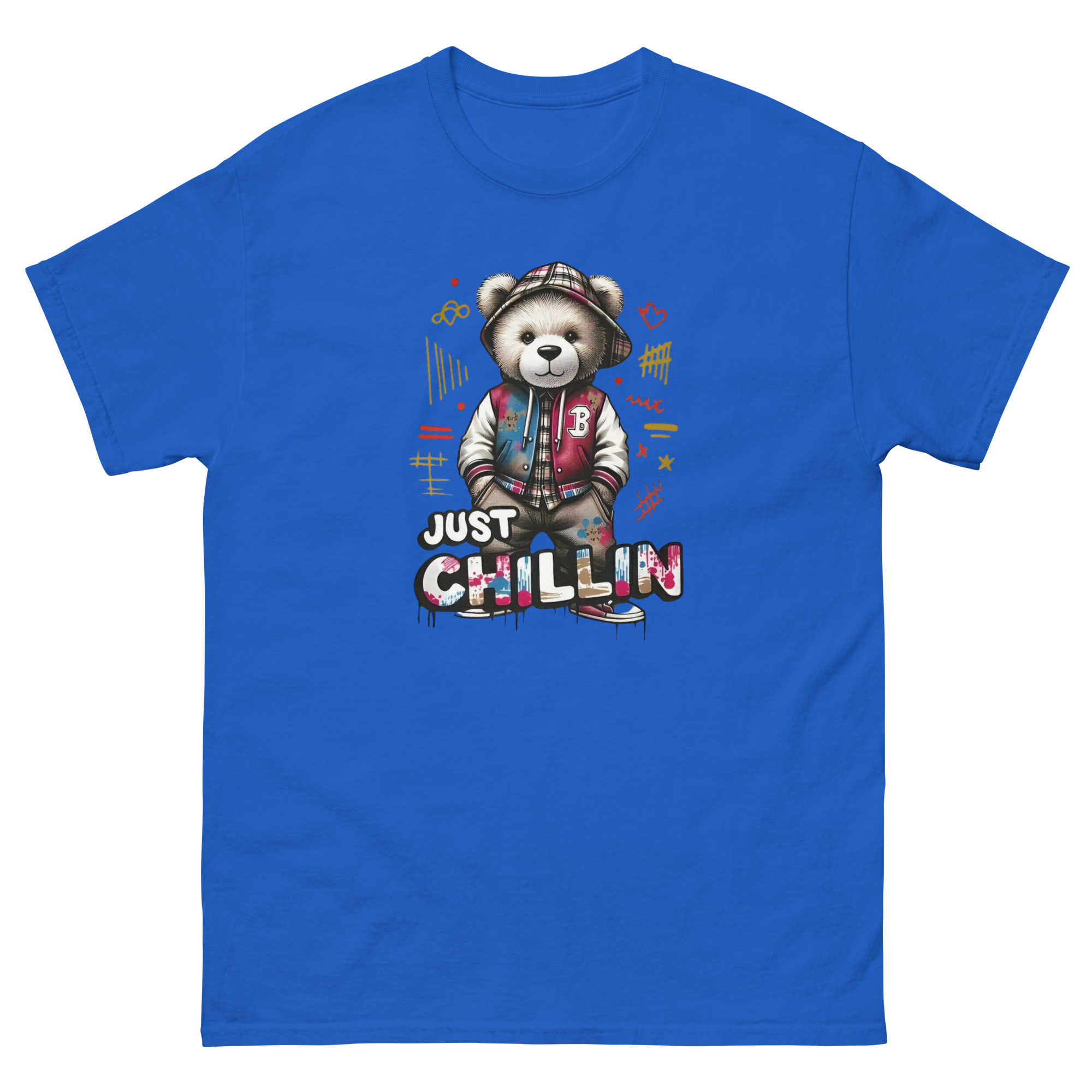 Just Chillin Bear Custom Design Unisex Classic T-shirt Physical T-Shirt Style-Junction Royal S 