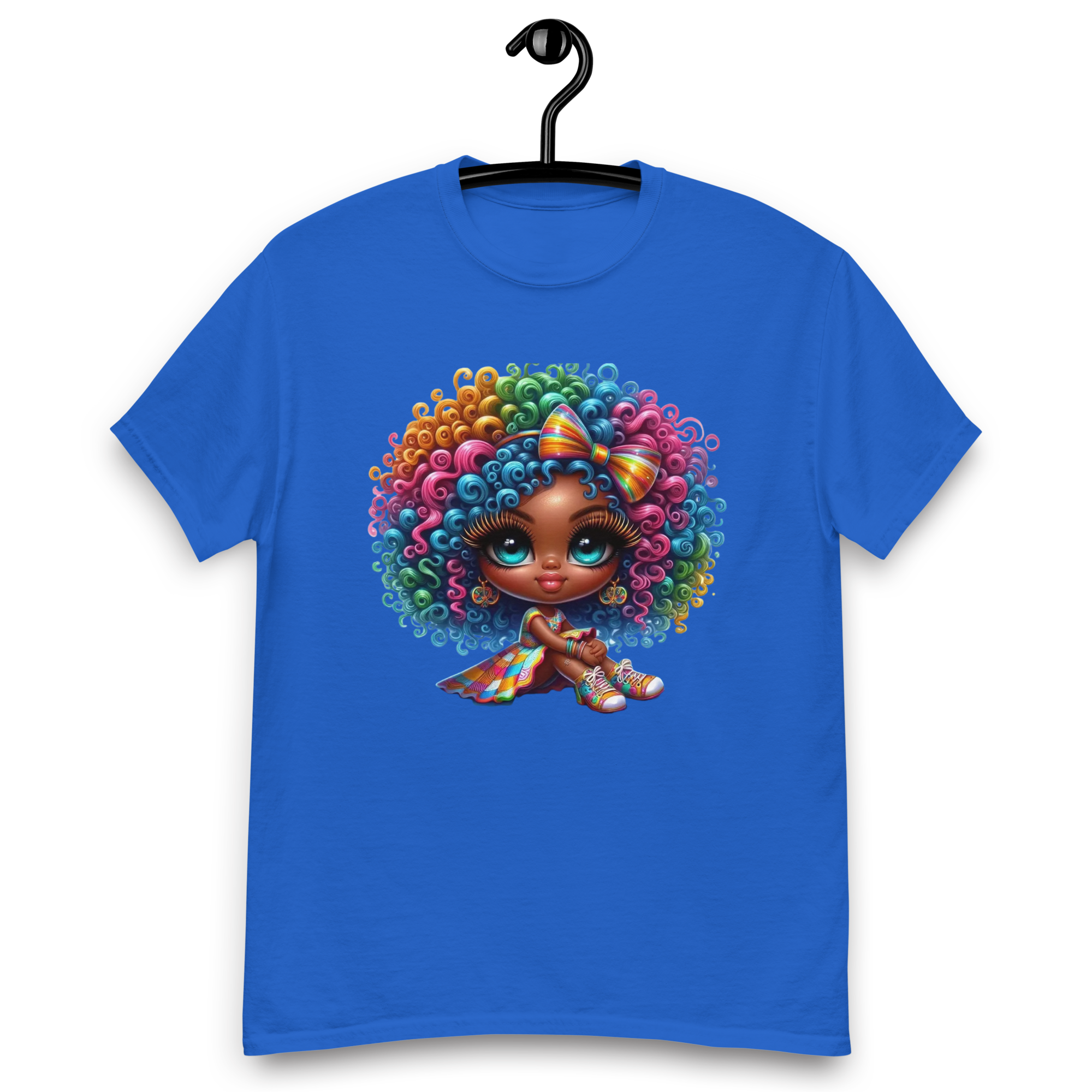 Rainbow Curls Doll Women's Tee - Comfortable 100% Cotton with a Stylish Fit Physical T-Shirt Style-Junction Royal S