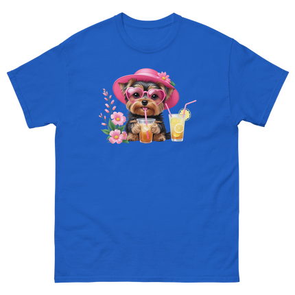 Yorkie Dog #1 Iced Tea Graphic Tshirt – Floral Summer Print Shirt Women Tees Style Junction – Custom Digital Designs Royal S