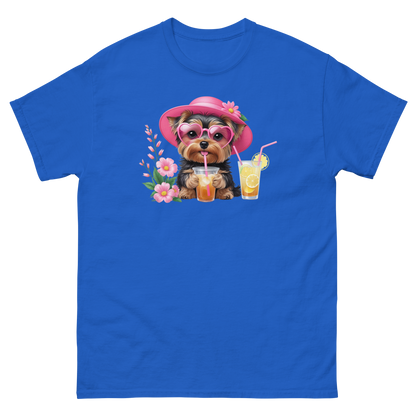 Yorkie Dog #1 Iced Tea Graphic Tee – Floral Summer PNG Print Shirt Women Tees Style Junction – Custom Digital Designs Royal S