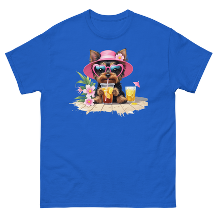 Yorkie Dog #3 Iced Tea Graphic Tshirt – Floral Summer Print Shirt Women Tees Style Junction – Custom Digital Designs Royal S