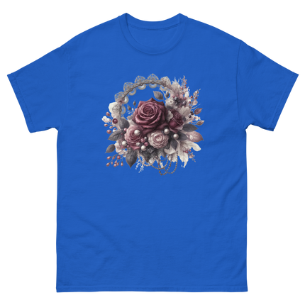 Mauve Rose Pearl Wreath Graphic Tee Women Tees Style Junction – Custom Digital Designs & Apparel Royal S