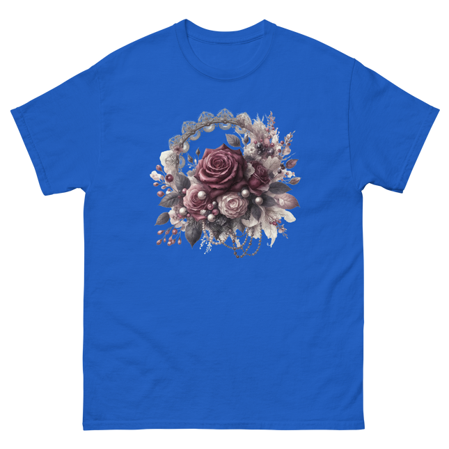 Mauve Rose Pearl Wreath Graphic Tee Women Tees Style Junction – Custom Digital Designs & Apparel Royal S