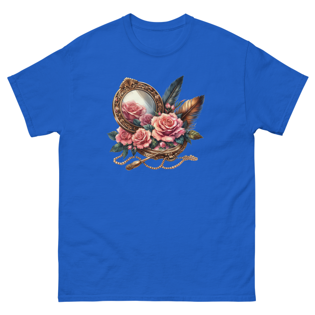 Vintage Mirror & Rose Frame Tee Women Tees Style Junction – Custom Digital Designs & Apparel Royal S