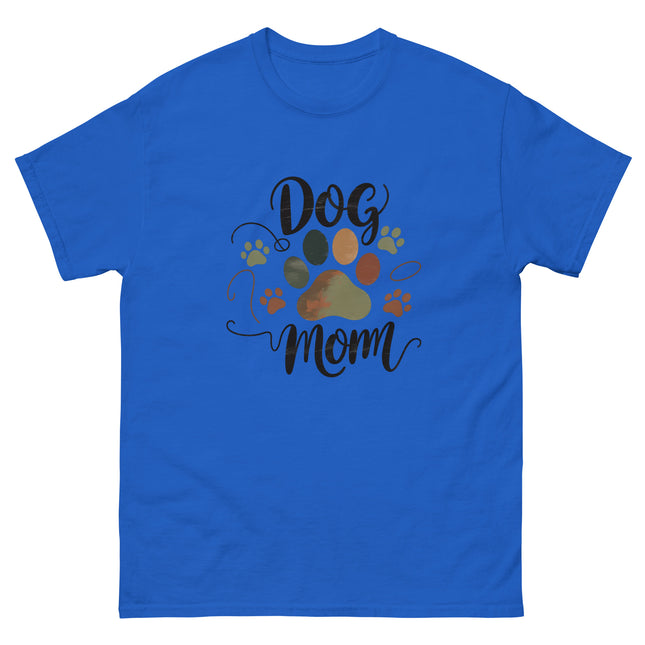 Earthy Tones Dog Mom Tee – Minimal Rustic Paw Graphic Women Tees Style Junction – Custom Digital Designs & Apparel Royal S