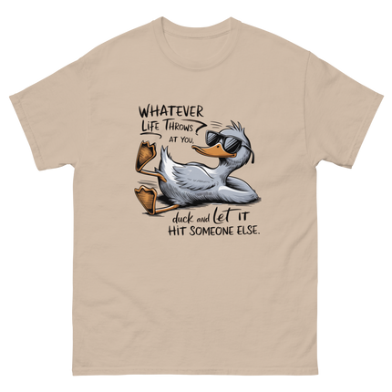 Funny Duck Quote Tee – “Let It Hit Someone Else” Graphic Shirt Women Tees Style Junction – Custom Digital Designs & Apparel Sand S