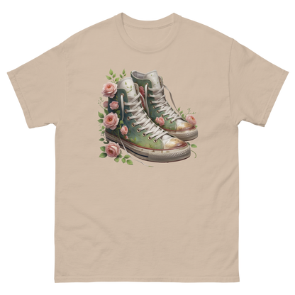 Floral High Top Sneaker Tee – Boho Chic Rose Graphic Shirt Women Tees Style Junction – Custom Digital Designs & Apparel Sand S