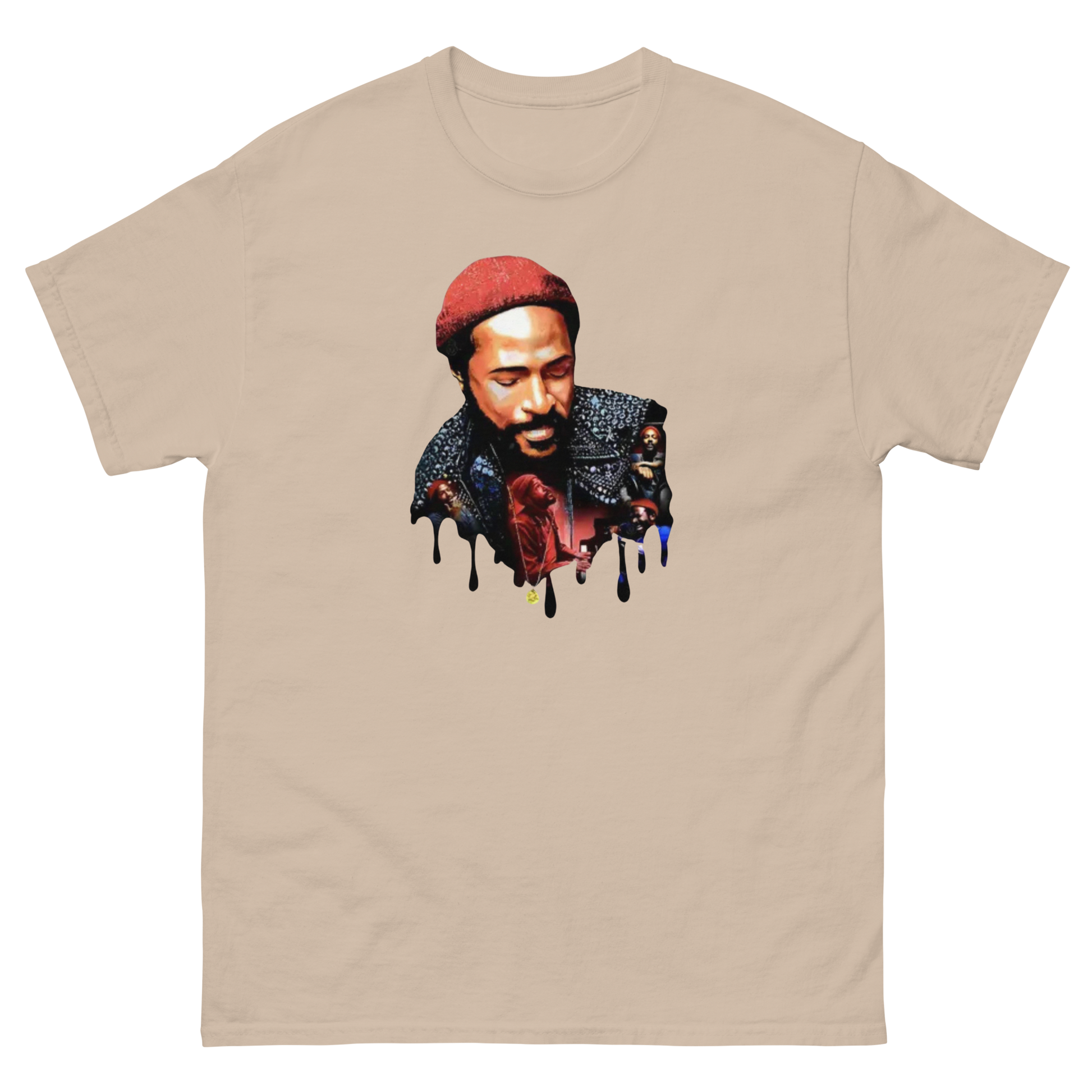 Soulful Retro Music Legend Unisex T-Shirt | Dripping Art Style Women Tees Style Junction – Custom Digital Designs & Apparel Sand S