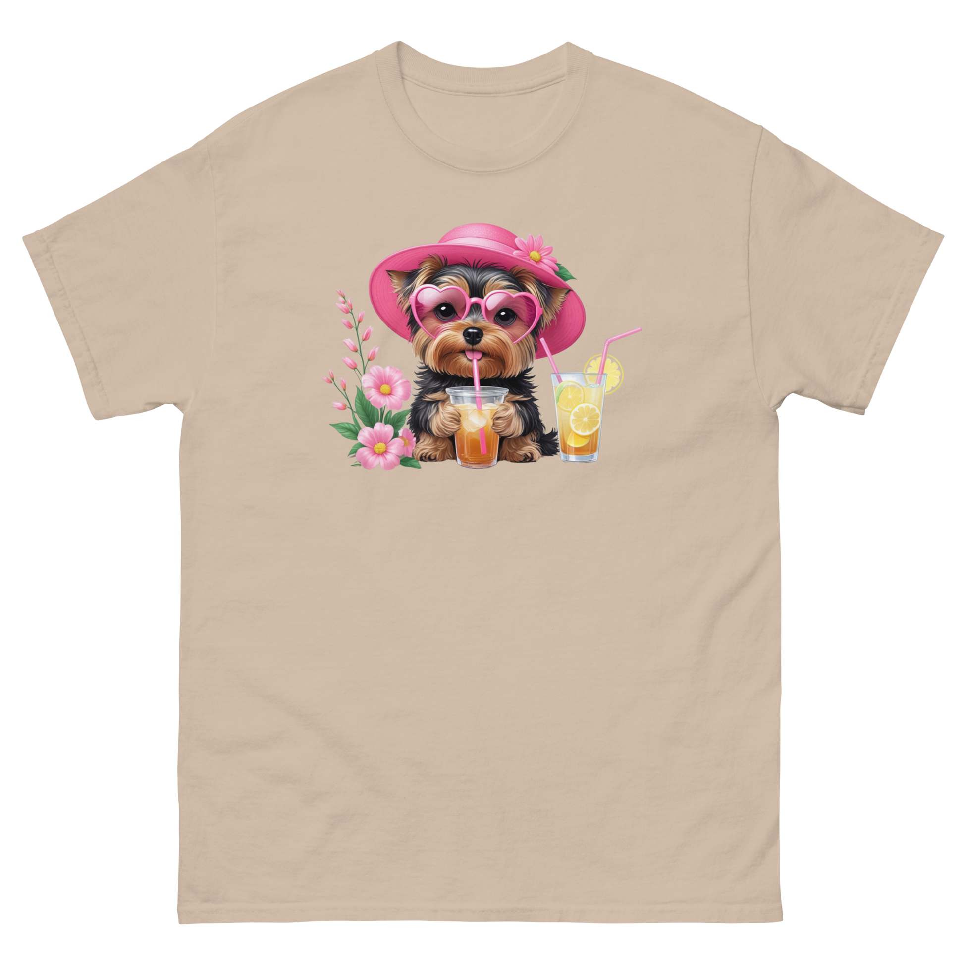 Yorkie Dog #1 Iced Tea Graphic Tee – Floral Summer PNG Print Shirt Women Tees Style Junction – Custom Digital Designs