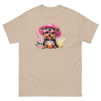 Yorkie Dog #1 Iced Tea Graphic Tee – Floral Summer PNG Print Shirt Women Tees Style Junction – Custom Digital Designs