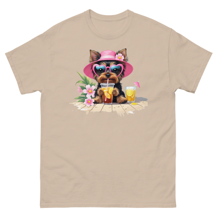 Yorkie Dog #3 Iced Tea Graphic Tshirt – Floral Summer Print Shirt Women Tees Style Junction – Custom Digital Designs