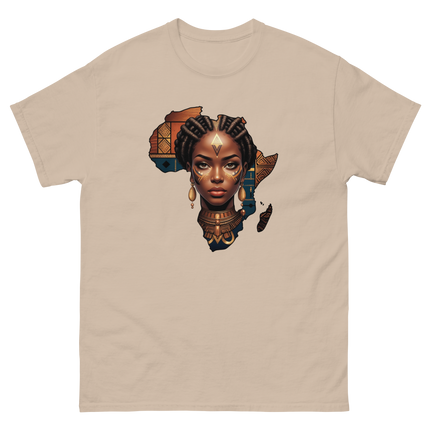 Afrocentric Queen Tee – Tribal Pattern Art, Bold Heritage Vibe #1 Women Tees Style Junction – Custom Digital Designs & Apparel Sand S