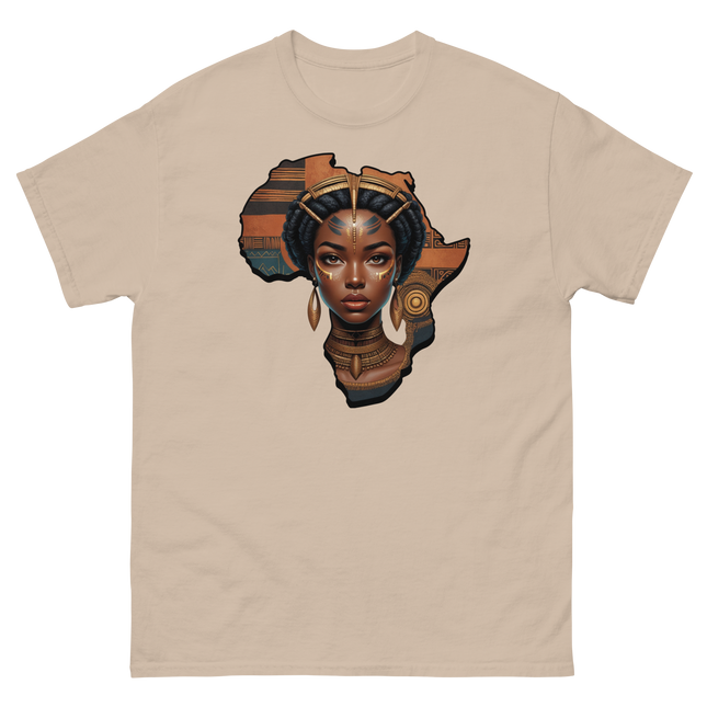 Afrocentric Queen Tee – Tribal Pattern Art, Bold Heritage Vibe #3 Women Tees Style Junction – Custom Digital Designs & Apparel Sand S