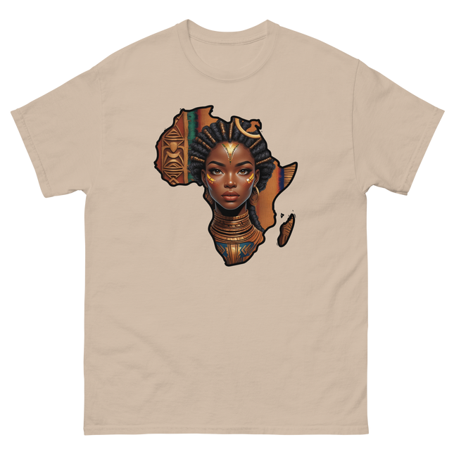 Afrocentric Queen Tee – Tribal Pattern Art, Bold Heritage Vibe #4 Women Tees Style Junction – Custom Digital Designs & Apparel Sand S