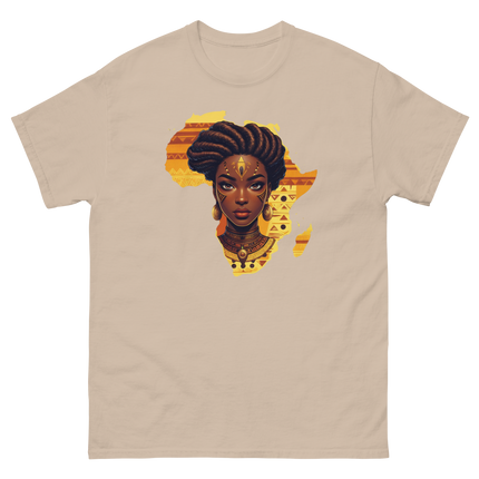 Afrocentric Queen Tee – Tribal Pattern Art, Bold Heritage Vibe #5 Women Tees Style Junction – Custom Digital Designs & Apparel Sand S