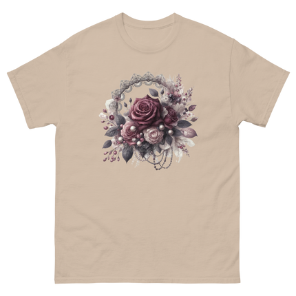 Mauve Rose Pearl Wreath Graphic Tee Women Tees Style Junction – Custom Digital Designs & Apparel