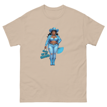 Boots on the Ground Tee – Light Blue Curvy Cowgirl Graphic #4 Women Tees Style Junction – Custom Digital Designs & Apparel