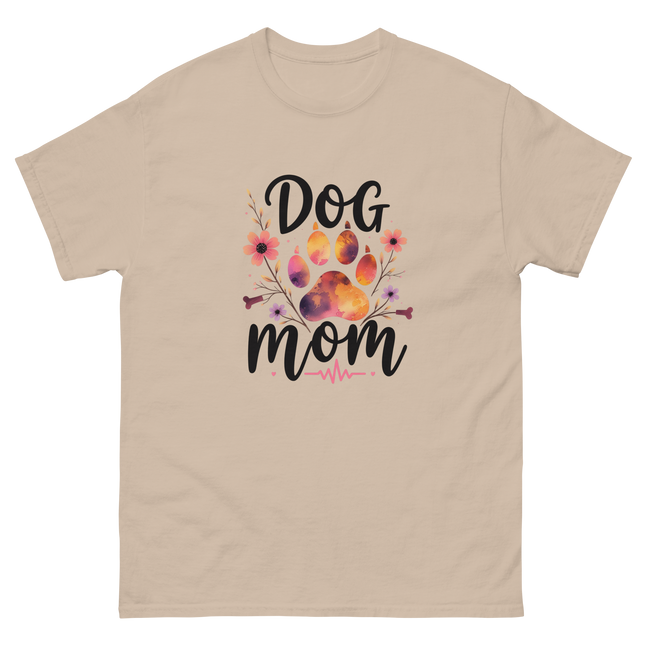 Sunset Floral Dog Mom Tee – Boho Paw & Blooms Design Women Tees Style Junction – Custom Digital Designs & Apparel Sand S