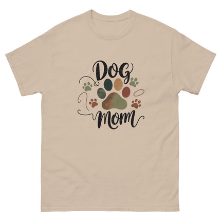 Earthy Tones Dog Mom Tee – Minimal Rustic Paw Graphic Women Tees Style Junction – Custom Digital Designs & Apparel Sand S