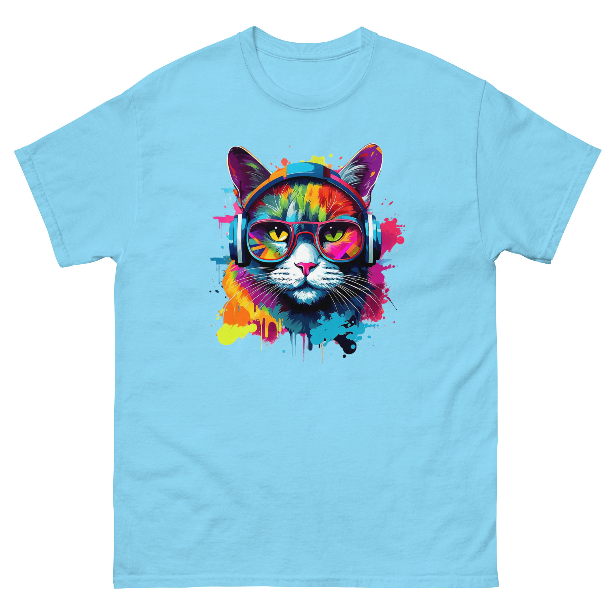 Vibrant DJ Cat Unisex Classic Tee - Trendy, Soft, and Perfect for Streetwear Physical T-Shirt Style-Junction